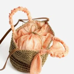 Panier Beige Foncé Tressé à Anses Orange Rayées -Caprices Chaussures Boutique WWWERM 10699650130 3