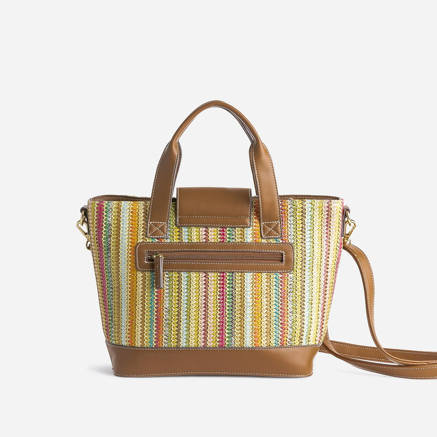 Sac à Main Camel Et Tressage Multicolore 4 Sac à Main Camel Et Tressage Multicolore – Image 2