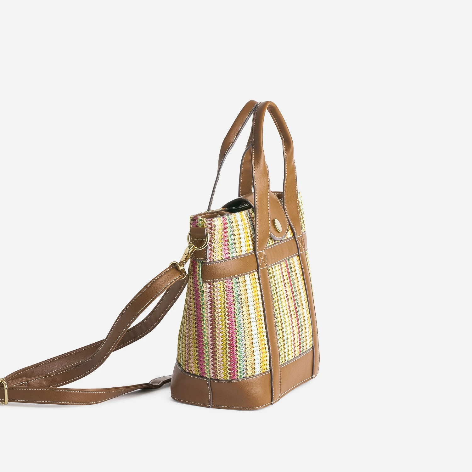 Sac à Main Camel Et Tressage Multicolore 5 Sac à Main Camel Et Tressage Multicolore – Image 3