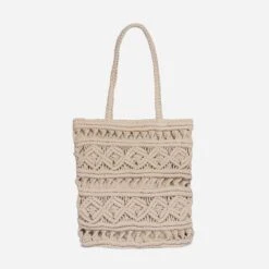 Sac TEXTO Beige En Macramé