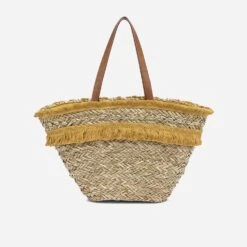 Panier TEXTO Beige En Paille à Franges Jaunes -Caprices Chaussures Boutique WWWERM 10699660013 1