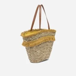 Panier TEXTO Beige En Paille à Franges Jaunes -Caprices Chaussures Boutique WWWERM 10699660013 2
