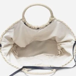 Panier écru Et Bleu En Papier Tressé Avec Bandoulière 13 Panier écru Et Bleu En Papier Tressé Avec Bandoulière -Caprices Chaussures Boutique WWWERM 10699660018 4