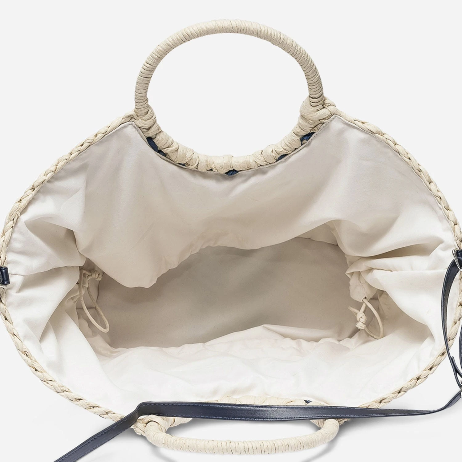 Panier écru Et Bleu En Papier Tressé Avec Bandoulière 8 Panier écru Et Bleu En Papier Tressé Avec Bandoulière – Image 6