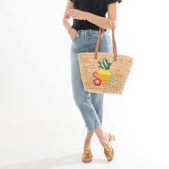 Panier TEXTO Beige En Raphia Avec Patch Ananas -Caprices Chaussures Boutique WWWERM 10699660025 6