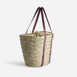 Panier TEXTO Beige En Raphia à Anses Prune -Caprices Chaussures Boutique WWWERM 10699660038 2