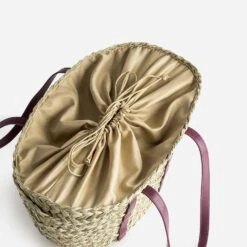 Panier TEXTO Beige En Raphia à Anses Prune -Caprices Chaussures Boutique WWWERM 10699660038 3