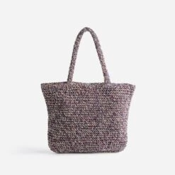 Sac Cabas Prune, Marine, écru Tressé
