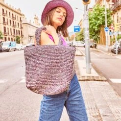 Sac Cabas Prune, Marine, écru Tressé -Caprices Chaussures Boutique WWWERM 10699660039 8