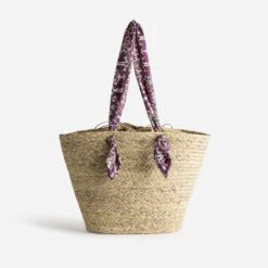 Panier TEXTO Beige Avec Anses Foulard Prune -Caprices Chaussures Boutique WWWERM 10699660042 1