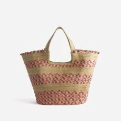 Panier Beige, Prune, Rouge Tressé