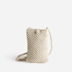 Pochette à Téléphone TEXTO Beige En Macramé