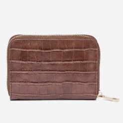 Porte-monnaie Cognac Embossé Effet Croco