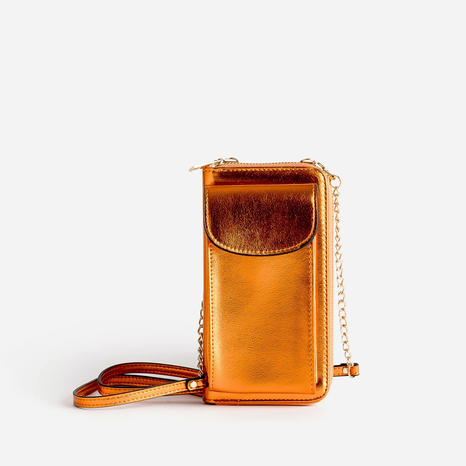 Portefeuille-sac à Portable TEXTO Orange Métallisé 3 Portefeuille-sac à Portable TEXTO Orange Métallisé