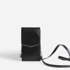 Pochette à Téléphone Noire Avec Barrette Métal