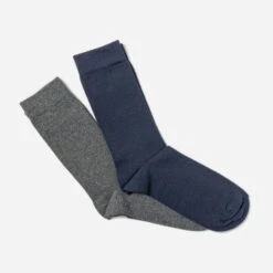Lot De 2 Paires De Chaussettes Homme Marine Et Grises