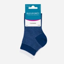 2 Paires De Socquettes BLEUFORET Bleu Pailleté Et Blanches Pointure 37-41