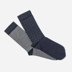 Lot De 2 Paires De Chaussettes Marine à Motifs