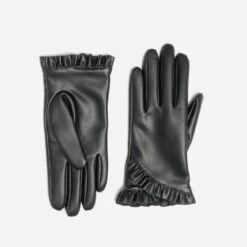 Gants Noirs Avec Poignets Volantés