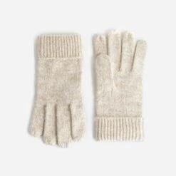Gants Beige En Tricot Lurex