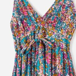 Robe Longue TEXTO Bleue à Imprimé Fleuri -Caprices Chaussures Boutique WWWERM 10798820018 2