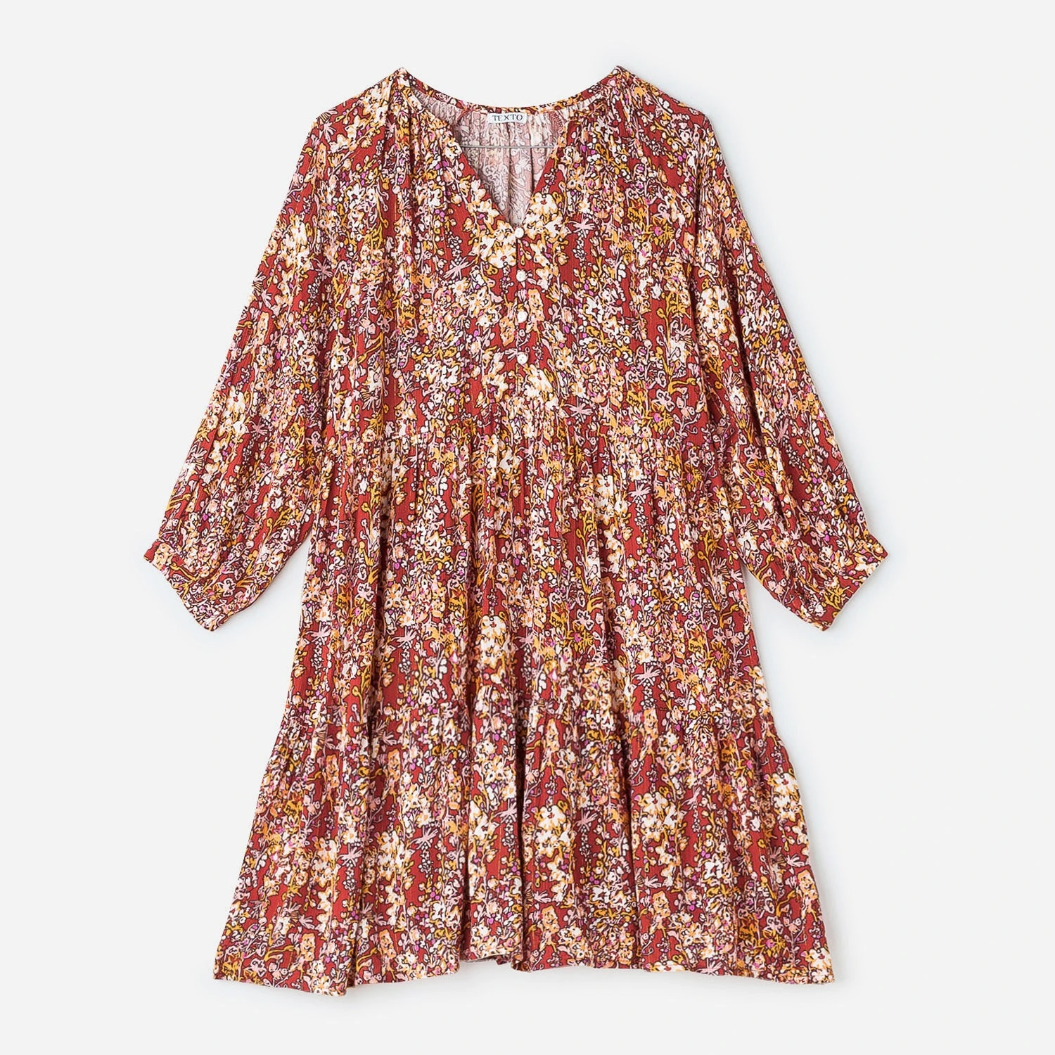 Robe TEXTO Rouille à Imprimé Fleuri 3 Robe TEXTO Rouille à Imprimé Fleuri