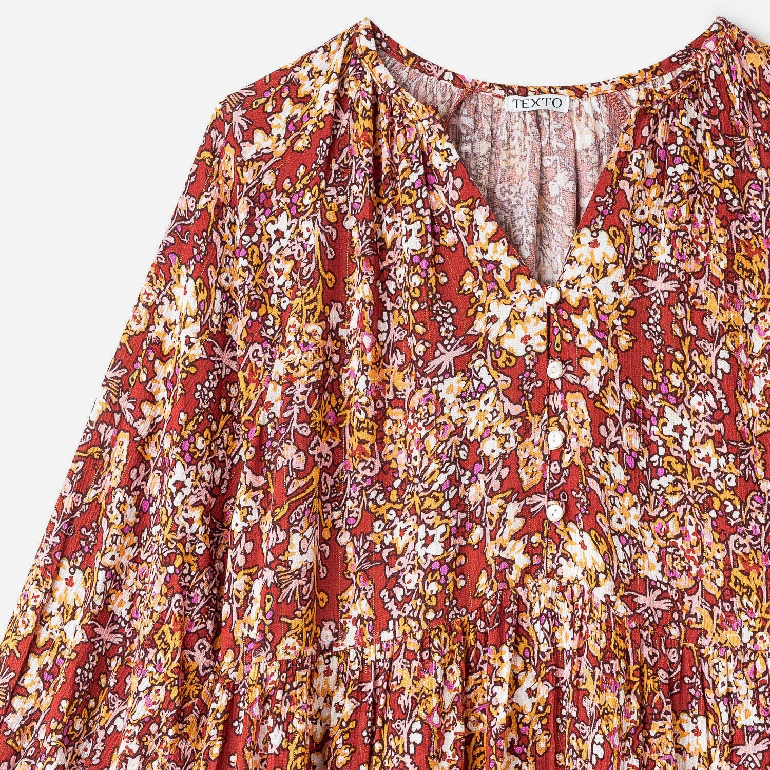 Robe TEXTO Rouille à Imprimé Fleuri 5 Robe TEXTO Rouille à Imprimé Fleuri – Image 3