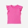 Tee-shirt TEXTO Rose Côtelé à Manches Volantées