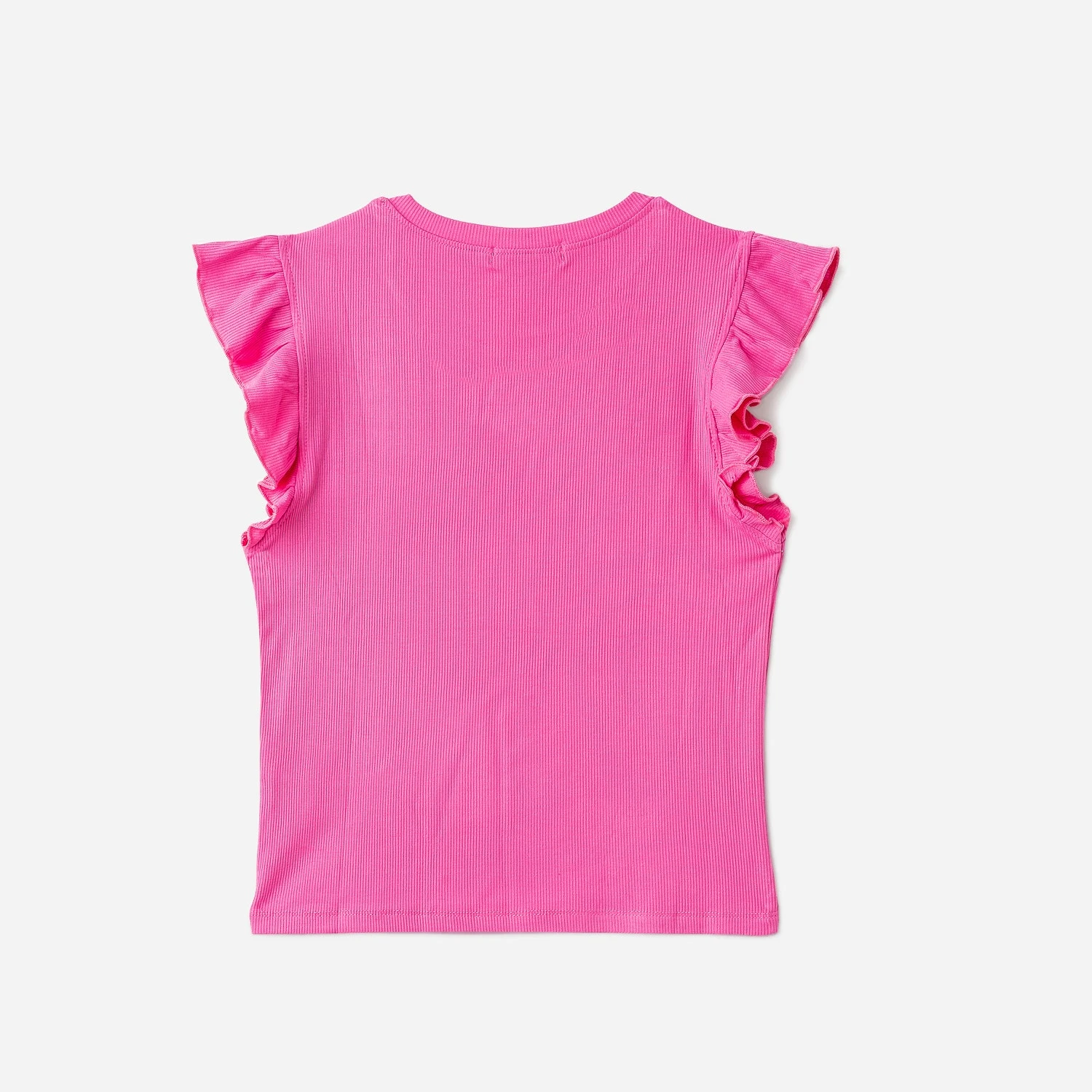 Tee-shirt TEXTO Rose Côtelé à Manches Volantées 4 Tee-shirt TEXTO Rose Côtelé à Manches Volantées – Image 2