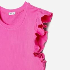 Tee-shirt TEXTO Rose Côtelé à Manches Volantées 7 Tee-shirt TEXTO Rose Côtelé à Manches Volantées -Caprices Chaussures Boutique WWWERM 10798900006 2