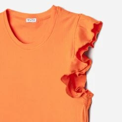 Tee-shirt TEXTO Orange Côtelé à Manches Volantées 7 Tee-shirt TEXTO Orange Côtelé à Manches Volantées -Caprices Chaussures Boutique WWWERM 10798900007 2