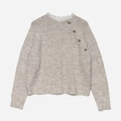 Pull TEXTO Beige Tricot Avec Col Dentelle