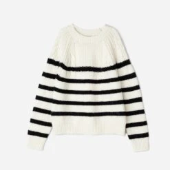 Pull Marinière TEXTO écru Tricot Rayé Noir