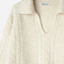 Pull TEXTO Beige Tricot Fantaisie à Col Chemise -Caprices Chaussures Boutique WWWERM 10798920023 2