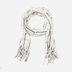 Echarpe Blanche à Carreaux Noirs