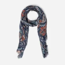 Foulard Bleu à Motif Maxi Cachemire