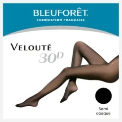 Collants Semi-opaques BLEUFORET Noirs Velouté 30D - Taille 3-L/XL