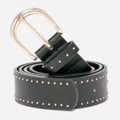 Ceinture TEXTO Noire à Clous Dorés