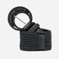 Ceinture TEXTO Noire En Textile Tressé