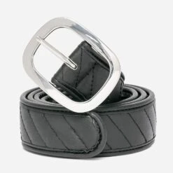 Ceinture TEXTO Noire Avec Effet Matelassé