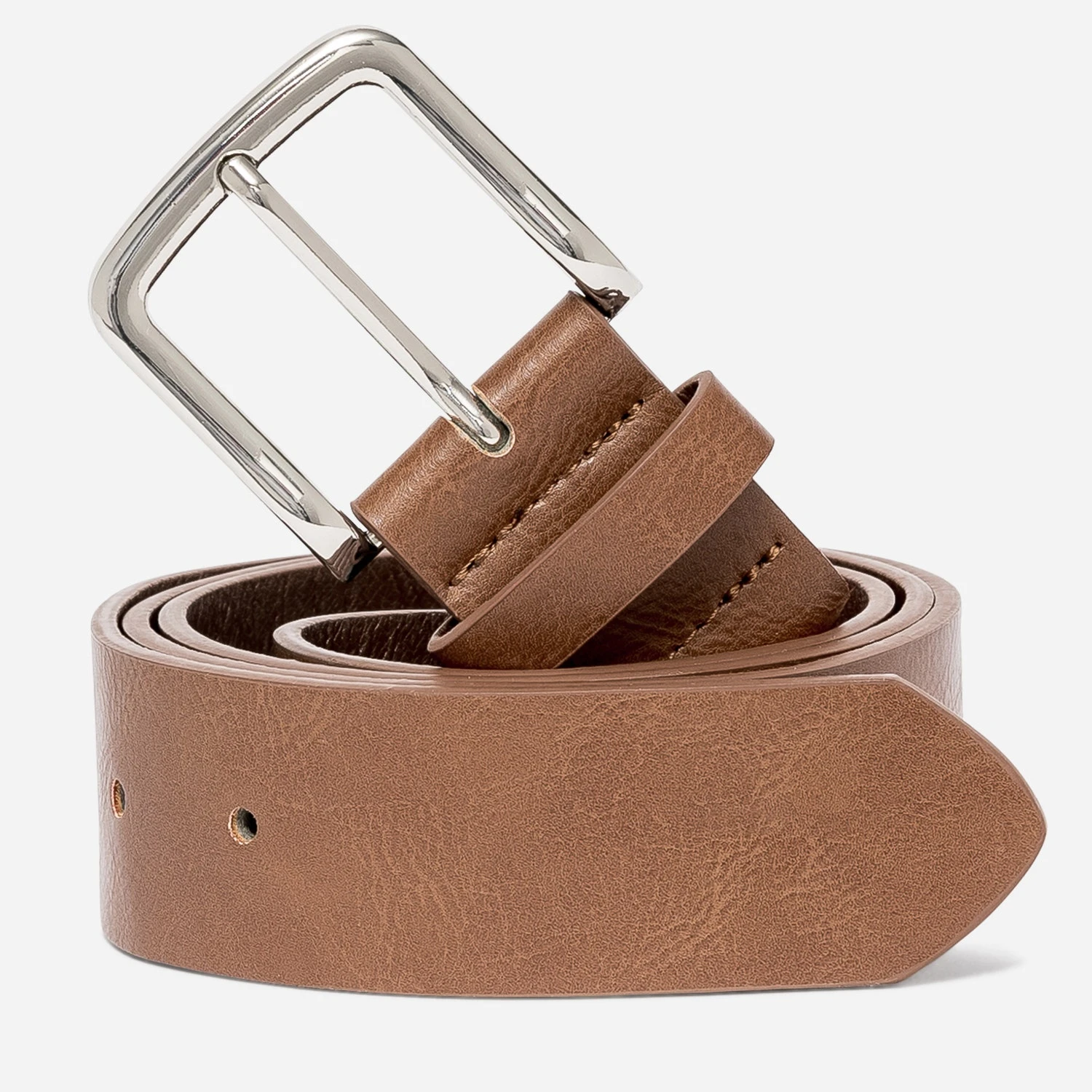 Ceinture Marron à Boucle Carrée Métal Blanc 3 Ceinture Marron à Boucle Carrée Métal Blanc