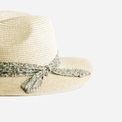 Chapeau Beige Effet Paille Foulard Imprimé -Caprices Chaussures Boutique WWWERM 10799900226 1