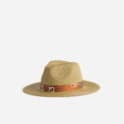 Chapeau TEXTO Beige Foncé Galon Camel