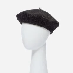 Béret Noir Pailleté Or