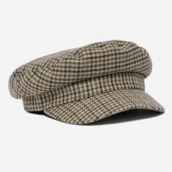 Casquette Beige à Motif Pied-de-poule Coloré