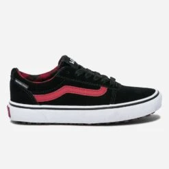 Tennis VANS Noir Et Rouge En Cuir Velours