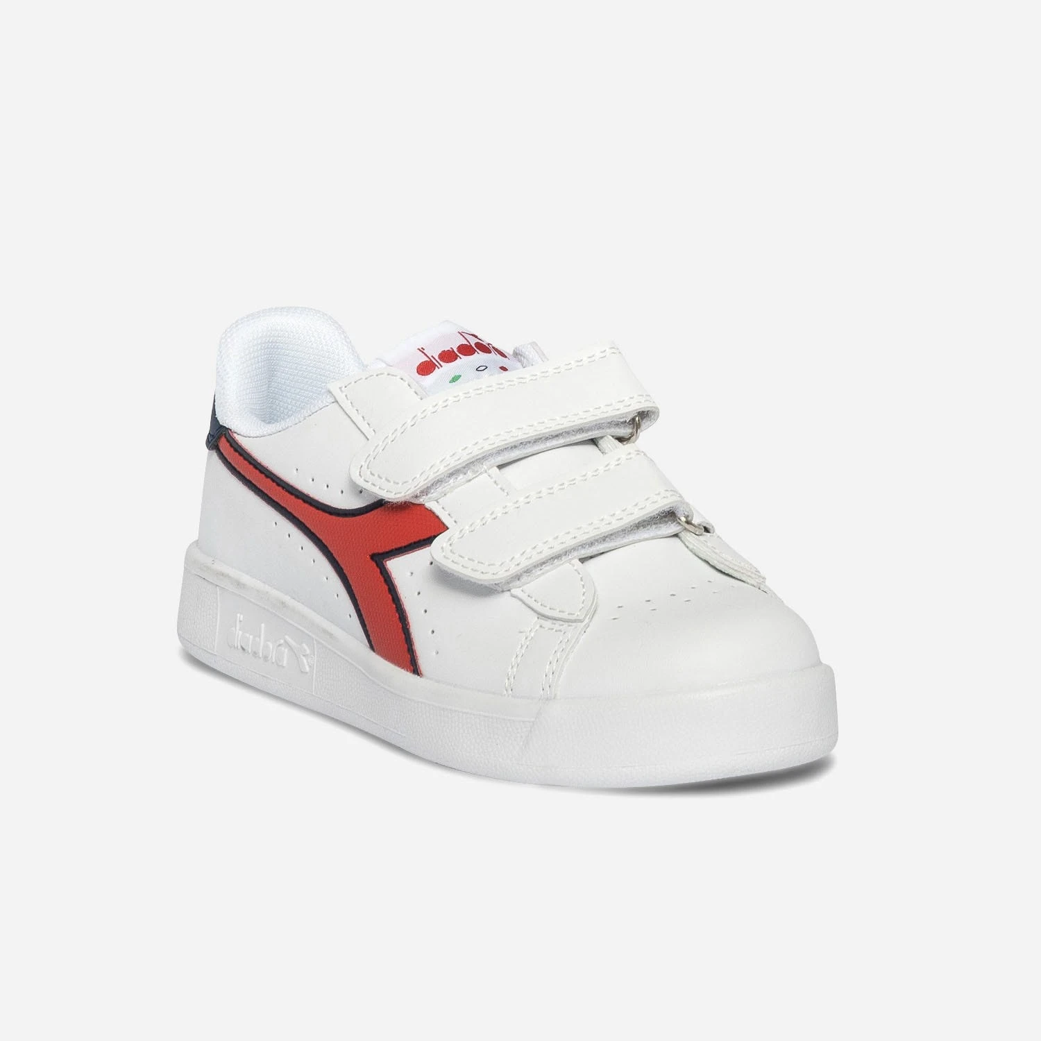 Tennis DIADORA Blanche, Rouge, Marine à Scratchs 4 Tennis DIADORA Blanche, Rouge, Marine à Scratchs – Image 2